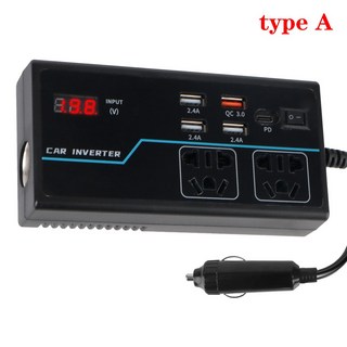 과부하 보호 자동차 인버터 8 포트 소켓 전원 어댑터 200W USB/PD/C타입 충 DC 12V/24V to AC 110V/220V 컨, 01 G9, 1개