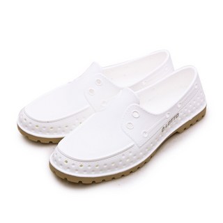 LOTTO 多用途戶外休閒運動經典帆船洞洞鞋 白棕 S3569 女, 23