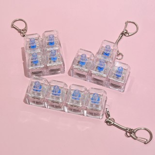 케이케이유 LED 키보드 키캡 키링 4구 투명 청축, 일자, 1개