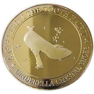 牙仙子金幣 星座金幣 鍍金紀念幣 兒童換牙禮物 許願幣 20款, 水晶鞋-牙仙子金幣, 1個