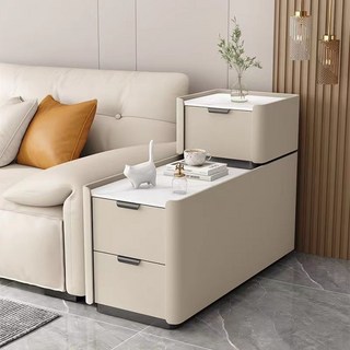 沙發邊櫃 輕奢沙發側邊櫃 邊櫃 邊桌 夾縫櫃 窄櫃 邊幾 茶几 落地沙發收納櫃, 1個, 【奶油色-整裝發貨】,面寬30*深度80*高79公分