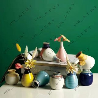 景德鎮陶瓷古典迷你小花瓶 高級專用水培花器 創意擺件花插 景德鎮花瓶花器 水培禪意擺件 復古陶瓷, 1件隨機挑選