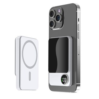 맥세이프 보조배터리 10000mAh 대용량 휴대용 초고속충전 무선충전, 흰색