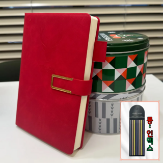 리빙애즈 A5 방수 가죽 다이어리 노트 일기장 필사노트 기도노트 360P, 레드