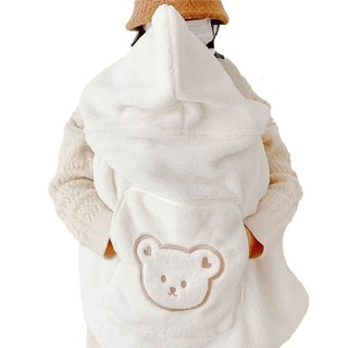 嬰兒外出抱被斗篷可愛熊保暖加厚, 白色線條熊