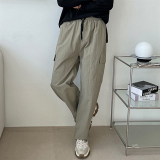 [옷자락 (osjarak)] 남자 바스락 나일론 카고바지 일자 와이드팬츠