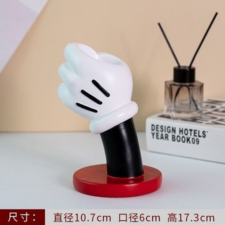 Ins風米奇可愛桌面筆筒收納 學生文具辦公室桌面收納筒 提褲米奇造型筆刷收納, 1個, 白色-米奇手套收納筒