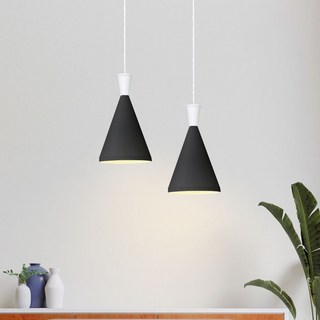 모든조명 로라 2등 식탁등 식탁조명 펜던트조명, 블랙+블랙