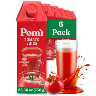 포미 토마토 주스 750ml (6개 팩) - 100% 신선한 Pomì Tomato Juice 25.36 fl oz (Pack of 6) - Made from 100% Fresh I