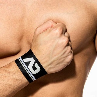 ADDICTED 雙色條紋運動手環 多彩健身吸汗手圈 派對夜店必備 彩虹驕傲遊行 路跑跑步 AC152, 灰色, 1個