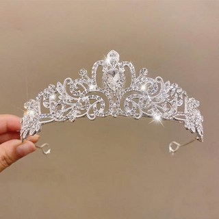 티큐 여성 크리스탈 큐빅 브라이덜 샤워 셀프웨딩 소품 장식 왕관 티아라 P080, 1개, 타입02