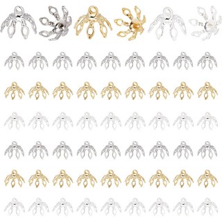 1박스 꽃 구슬 캡 60개 3가지 색상 황동 벨 구슬 캡 베일 엔드 참 캡 7개 루프 필리그리 프롱 스페이서 비즈 귀걸이 팔찌 목걸이 쥬얼리, Mixed Color, 1