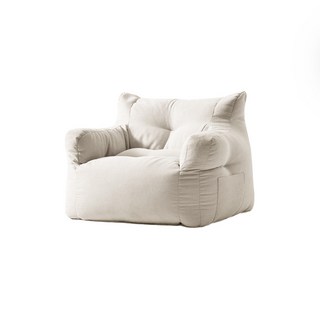 雲朵泡芙豆沙發 單人雙人沙發 懶骨頭 人體工學 租屋小坪數適用, (單人)米白色