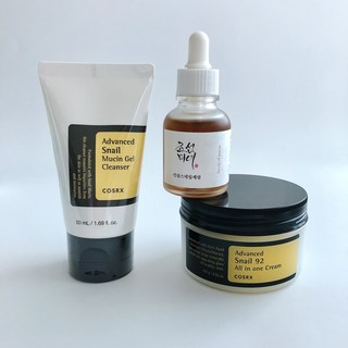 Cosrx Advanced Snail Mucin Gel Cleanser 50ml+All in one cream 100g+bonus Ginseng Snail serum 30ml, 1개