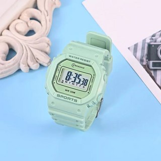 PLEXI글라스 남여공용 중고등학생 패션 사각 방수 전자우레탄손목시계