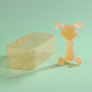【新品促銷 熱賣品】硅膠牙膠嬰兒磨牙棒寶寶硅膠防喫手神器 胡蘿蔔硅膠液態牙膠, 兔子牙膠+盒子 棕色, 1個