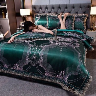 럭셔리 여름이불 실크이불 침구 새틴 자카드 세트, 야브로