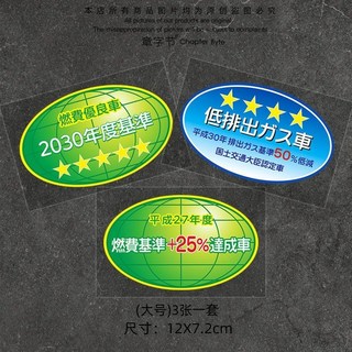 豐田汽車貼紙 裝飾車貼 改裝貼紙 JDM靜電貼 凱美瑞亞洲龍卡羅拉前擋風玻璃裝飾貼 防水個性車貼, 環保排放車標（大號）3張一套, 1個
