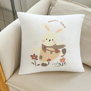 冬季保暖卡通抱枕 (2026新款) - 學生/兒童單人枕頭 沙發靠枕/枕芯, E款-荷葉熊,38x38公分抱枕套+芯/1只