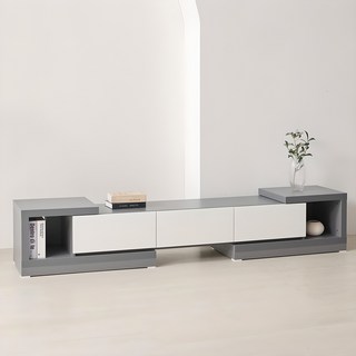 [지정일배송] 퍼니하우스 카라 익스텐션 확장형 TV다이 받침대 티비장 서랍형 거실장 1600 1800 2400, 그레이화이트