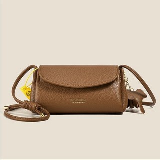 熱賣 真皮軟皮新款氣質小圓包斜背包牛皮紋包包小圓包氣質斜背包手機包女包時尚軟牛皮單肩包精品SUN, 深卡其