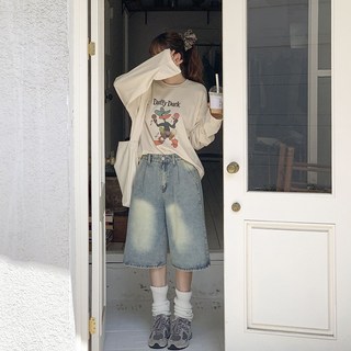 앤샵 [남녀공용/당일출고/~2XL빅사이즈] 원스 데일리 핀턱 와이드 워싱 데님 버뮤다팬츠 버뮤다 반바지 청반바지(4color)