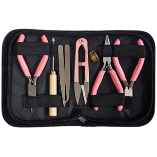 캐쉬몰 DIY 비즈 주얼리 공예 공구 8종세트, 1세트, 핑크