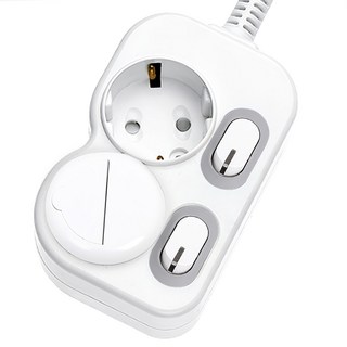 EcoPowerTap 獨立開關省電電源排插 2孔 EPM-L202 + 安全蓋, 1.5m, 白色, 1個