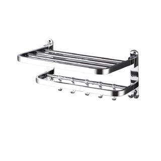 舒皇嚴選 免打孔多功能摺疊浴巾架 不鏽鋼壁掛式 浴室置物收納架 中號
