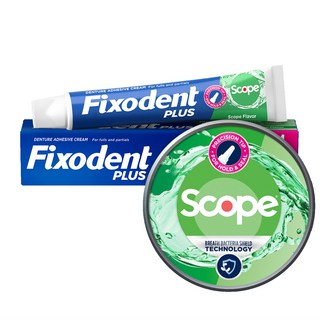 Fixodent PLUS假牙黏著劑 Scope清新口氣配方，全口/局部假牙適用, 1個