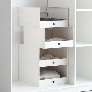 올리빙 국내 제조 멀티 모듈 슬라이딩 리빙박스, 화이트, 4개