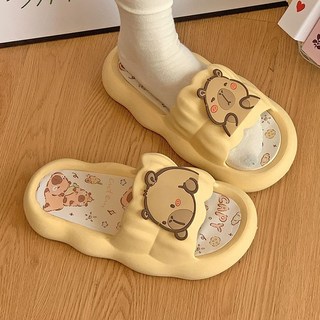 可愛卡皮巴拉拖鞋 舒適輕便EVA軟底防滑家居室內涼拖鞋 女款浴室室外一字拖