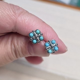 晶寶水晶 綠松石耳環 耳針 925銀針 天然 簡約時尚 綠松石耳飾
