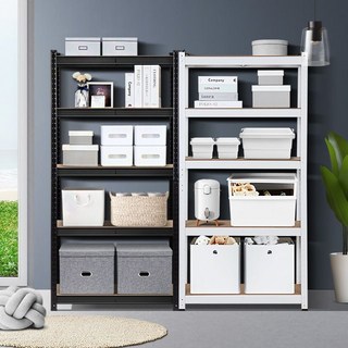 철제선반 5단 750x300x1500 다용도 팬트리 선반장수납 앵글 높이조절 무볼트 빈티지 조립 벽DC_, 화이트