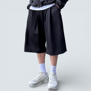 시온 고중량 핀턱 와이드 버뮤다팬츠