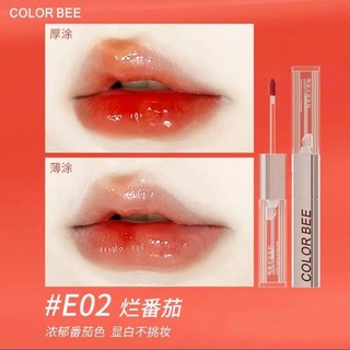 ColorBee雙頭脣釉學生顏值不沾杯不掉色顯白鎖色脣蜜鏡面水光口紅, 1個, E02爛番茄