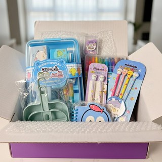 모쿠쿠 프리미엄 문구세트 신학기 새학기 준비물 초등학교 입학 졸업 선물 조카 단체 답례품, 파랑세트