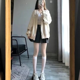 嘉義出貨 長筒襪子 女純慾風高筒襪 保暖襪子 ins潮韓國豎紋顯瘦奶白色保暖百搭過膝襪