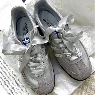 小桃醬 蕾絲鞋帶 德訓球鞋/帆布鞋/絲綢鞋 DIY配飾 芭蕾白色/銀色 蕾絲鞋繩