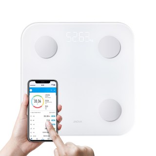 지노바 디지털 체중계 BodySync LED 스마트 가정용 체지방 측정기 정확한 몸무게, 화이트, 1개, JN-BS001