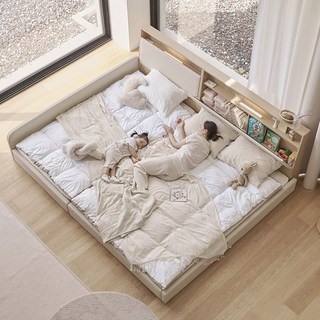 아씨방가구 레이업 조명 수납형 패밀리침대 세이프형 SS+Q, 파스텔화이트