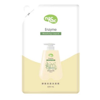 nac nac 酵素奶瓶蔬果洗潔精600ml，天然酵素配方，溫和洗淨奶瓶及蔬果，不含磷、螢光劑，寶寶餐具清潔首選, 600mL, 1個