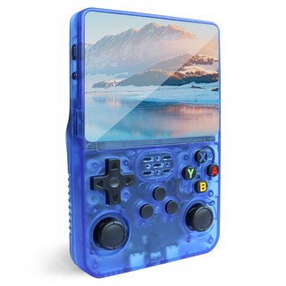 MMQ R36S 레트로 핸드헬드 게임기 64GB 한국어 버전 오픈 소스 게임 콘솔 3.5 인치 IPS 화면 지원 PSP PS1 GBA, 단일상품(블루)