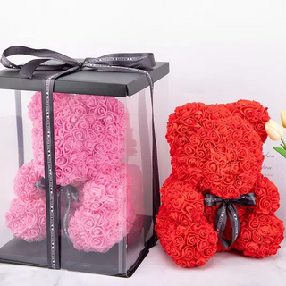 로즈베어 장미곰돌이 [선물케이스포장] 발렌타인데이 화이트데이 결혼 입학식 졸업식 기념일 생일선물 크리스마스 여친 아내 꽃다발 홈인테리어_쯔야코드, 로즈핑크[선물케이스포장], 1개