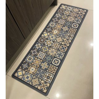 （台灣現貨）超耐髒芬蘭米菲斯花磚硅藻土軟墊一大一小組合，好清好洗好吸水，入厝送禮廚房浴室地墊, 米菲斯花磚硅藻土軟地墊,40*60公分（短墊）, 1個