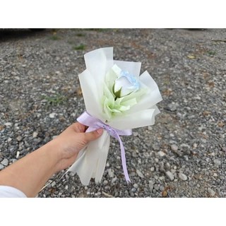 永生花束 告白香皂花, 25cm 單朵香皂花束 (白綠淡藍色系), 1件