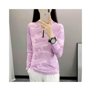 運動上衣女夏季修身透氣薄款長袖t恤 吸濕排汗衫 彈性立領速乾顯瘦健身衣 大呎碼冰絲涼感衣 休閒跑步排汗衣