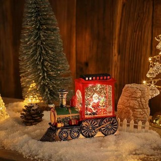聖誕上新 聖誕節裝飾燈 聖誕節裝飾品裝飾聖誕老人火車雪人擺件禮品兒童布置創意桌麵飄雪 LED聖誕燈 耶誕燈 星星燈, 1個, 小火車老人