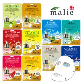 마리에 에센스 마스크팩 100매 콜라겐 달팽이 진주 알로에 석류 홍삼 로얄젤리 비타민 감자 녹차, 1개, 100개입