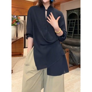 大碼女裝 長袖襯衫 早秋款 寬松遮肉顯瘦 收腰設計 獨特時尚